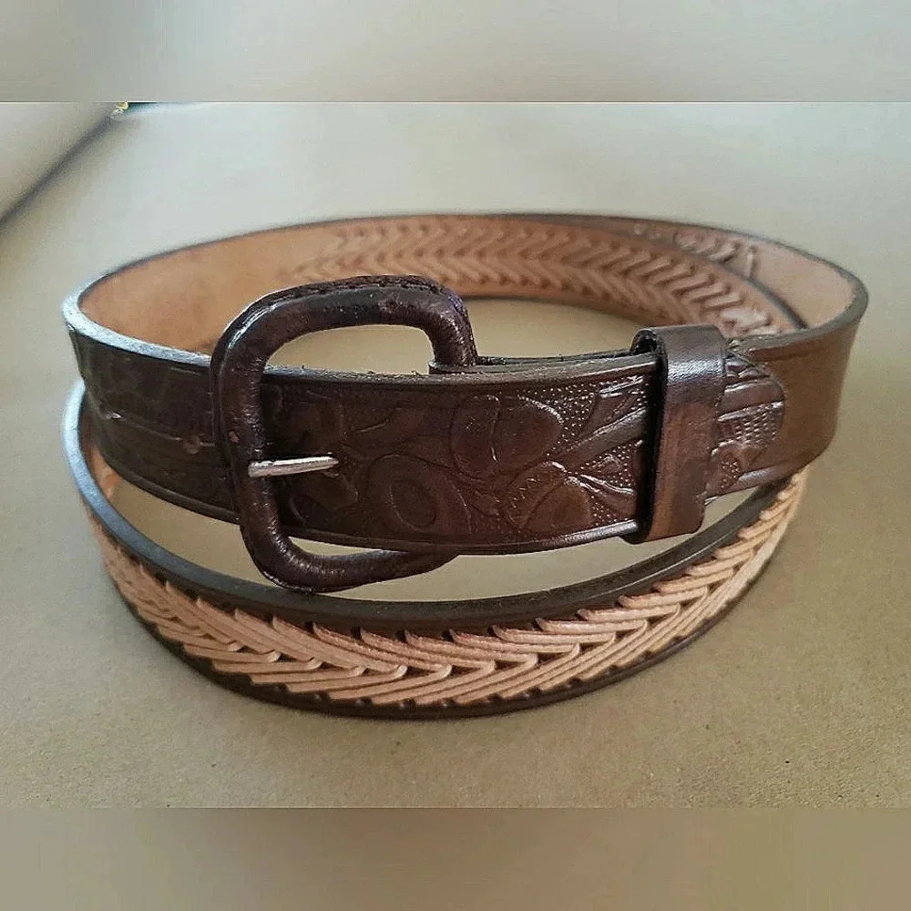 Men's Leather 48" Handmade  Western Tooled Cowboy Southwestern